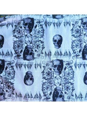 Def Leppard Skull And Logo Themed Fabric By The Yard 44in X 36in